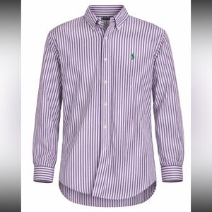 Polo Ralph Lauren Classic Fit Purple & Green Striped Button Down Shirt 16 32/33